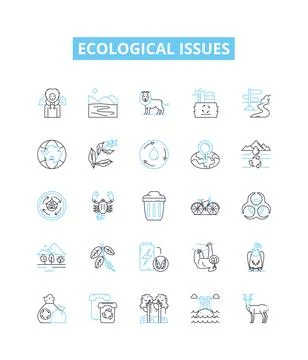 Ecological issues vector line icons set. Ecology, Conservation, Pollution Ilustración de archivo