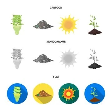 An ecological lamp, the sun, a garbage dump, a sprout from the earth.Bio and イラスト素材
