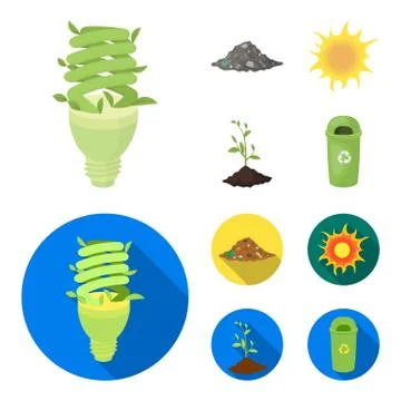 An ecological lamp, the sun, a garbage dump, a sprout from the earth.Bio and イラスト素材