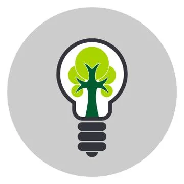 Ecological light bulb with tree inside. Icon Illustrazione stock
