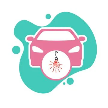 Ecological machine. The concept of a machine running on electric energy. Bulb Stock Illustration