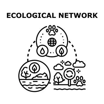 Ecological network concept connecting natural resources and biodiversity Stock Illustration