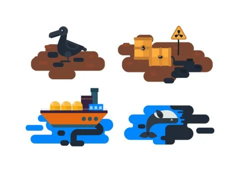 Ecological problems, environmental pollution vector Stock Illustration