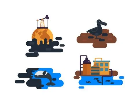 Ecological problems, environmental pollution vector Stock Illustration