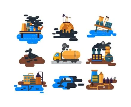 Ecological problems, environmental pollution vector Stock Illustration
