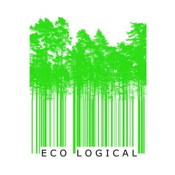 Ecological product bar code concept, trees 写真素材