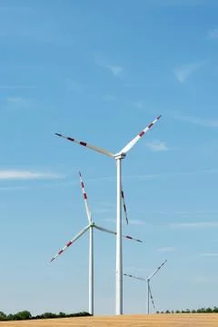 Ecological production of electricity using a wind farm. Stock Photos