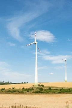 Ecological production of electricity using a wind farm. Stock Photos