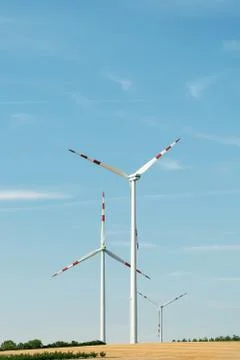 Ecological production of electricity using a wind farm. Stock Photos