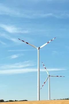 Ecological production of electricity using a wind farm. Stock Photos