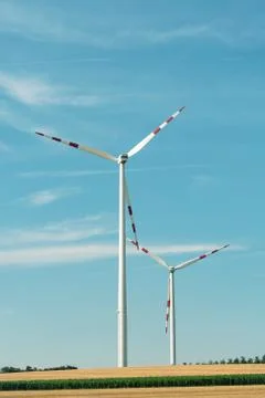 Ecological production of electricity using a wind farm. Stock Photos