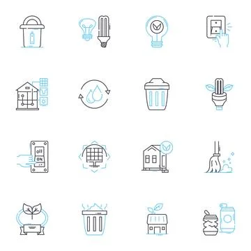 Ecological responsibility linear icons set. Sustainability, Conservation Ilustración de archivo