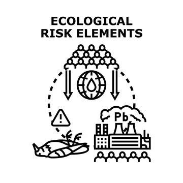 Ecological risk elements harming nature and people イラスト素材