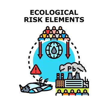 Ecological risk elements harming nature and people Stock Illustration