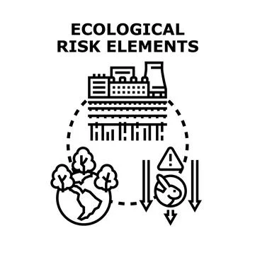 Ecological risk elements impacting environment and biodiversity Stock Illustration