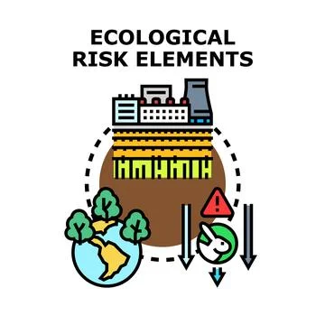 Ecological risk elements impacting environment and biodiversity Stock Illustration