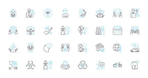 Ecological stewardship linear icons set. Conservation, Restoration Ilustración de archivo