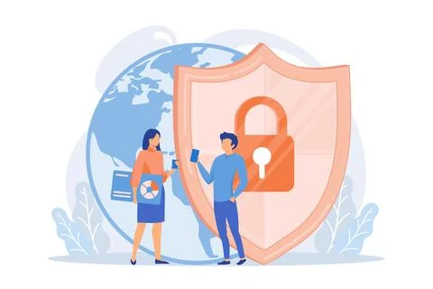 Ecological strategy development. Natural resources access. Ecologists carto.. Illustrazione stock