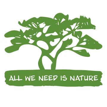 Ecological sublimation, light green tree with text all we need is nature, t-s Stock Illustration