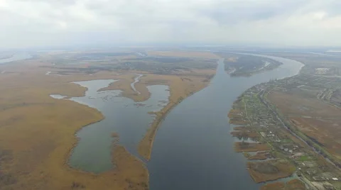 Ecological system of rivers and lakes. airview Stock Footage 63083238