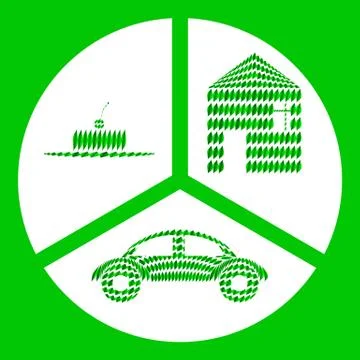 Ecological things made of green leaves Stock Illustration