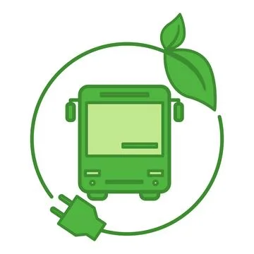 Ecological Transport Color Icon. Vector Icon of Bus and Green Leaves. Ecolo.. Stock Illustration
