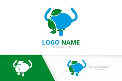 Ecological urinary tract logotype. Vector bladder and leaves logo. Stock Illustration