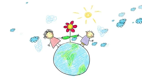 Ecologically aware kids walking the earth holding a beautiful flower by the Stock Footage 131048136
