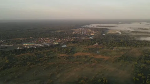 Ecologically clean place surrounded by forests meadows and lakes. Video stock 285383982