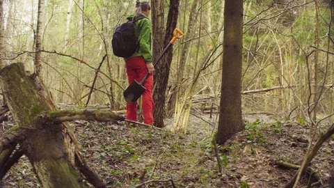 The ecologist going to the place of research. Stock Footage 88788719