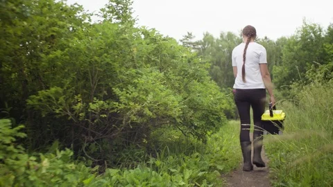 The ecologist going to the place of research. Stock Footage 93720398