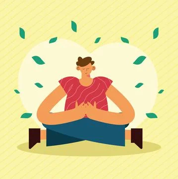 Ecologist man with leafs Stock Illustration