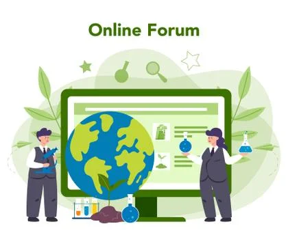 Ecologist online service or platform. Scientist taking care Ilustración de archivo