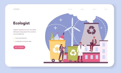 Ecologist web banner or landing page. Scientist taking care Ilustración de archivo