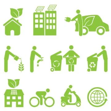 Ecology and environment icon set Stock Illustration