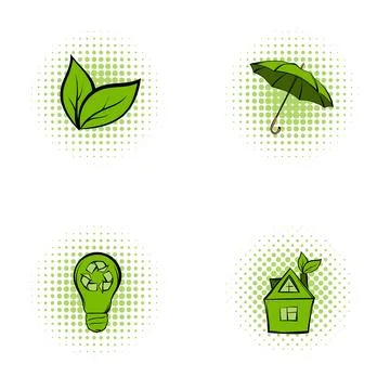 Ecology and environment icons representing green energy and sustainable livin Ilustración de archivo