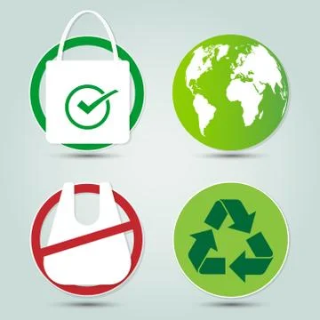 Ecology and Environmental Save World Concept,No plastic bags.Vector illustrat Stock Illustration