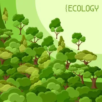 Ecology background design with abstract stylized trees Stock Illustration