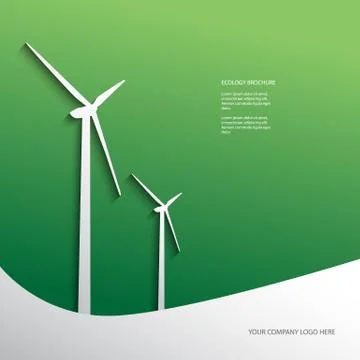 Ecology background eps10 vector design with wind turbines Stock Illustration