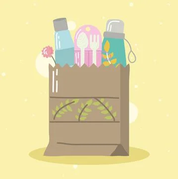 Ecology bag with reusable elements Stock Illustration