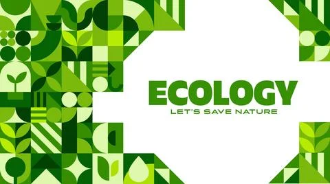 Ecology banner with geometric Bauhaus pattern Illustrazione stock