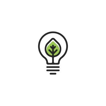 Ecology bulb lamp with leaf logo Template. Stock Illustration