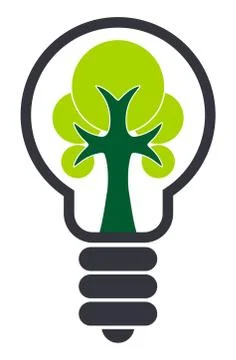 Ecology bulb with tree inside isolated on white background Stock-Illustration