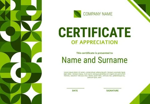 Ecology certificate with green Bauhaus pattern Stockillustratie