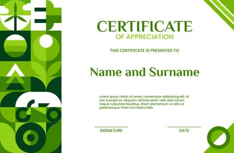 Ecology certificate with green Bauhaus pattern イラスト素材