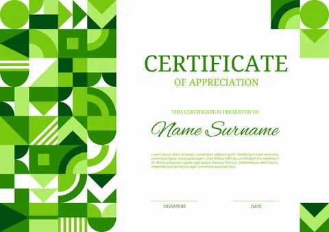 Ecology certificate with green pattern border イラスト素材