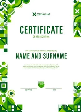 Ecology certificate template with green pattern Stock Illustration