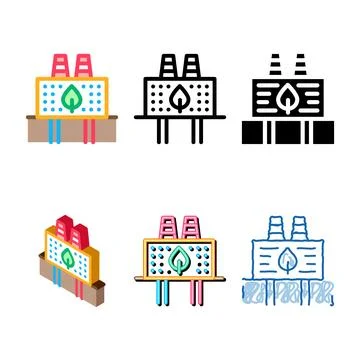 Ecology clean factory icon range vector outline Stock Illustration