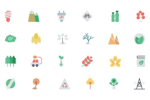 Ecology Colored Icons Stock Illustration