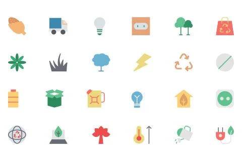 Ecology Colored Vector Icons Stock Illustration